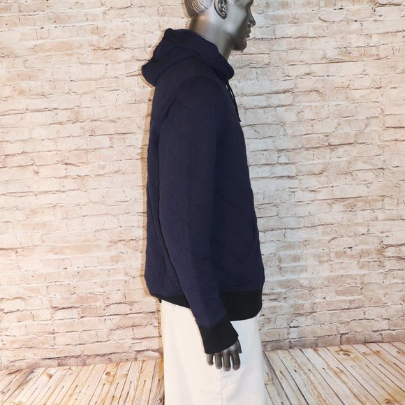 J.CREW MEN'S FLEECE QUILTED XL NAVY HOODIE NWT - Picture 7 of 9